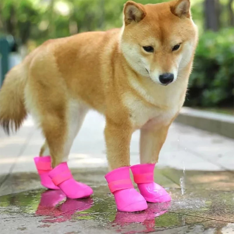 Lot de 4 bottes de pluie imperméables et antidérapantes pour chiens et chats