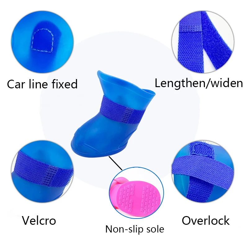 Lot de 4 bottes de pluie imperméables et antidérapantes pour chiens et chats