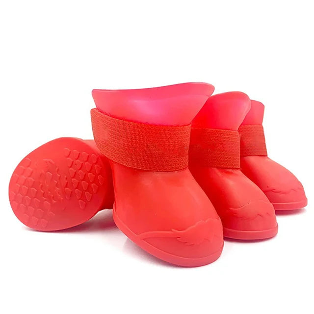 Lot de 4 bottes de pluie imperméables et antidérapantes pour chiens et chats