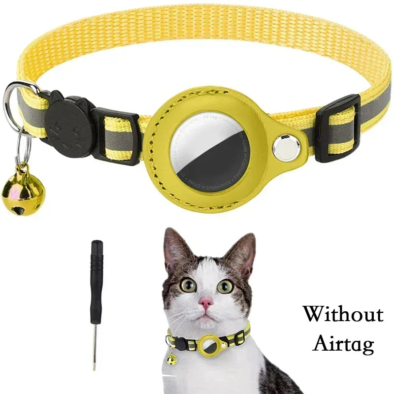 Collar reflectante antipérdida para gatos con timbre para Apple Airtag