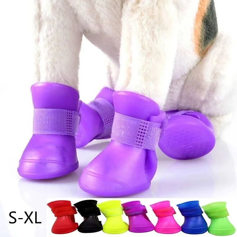 Lot de 4 bottes de pluie imperméables et antidérapantes pour chiens et chats