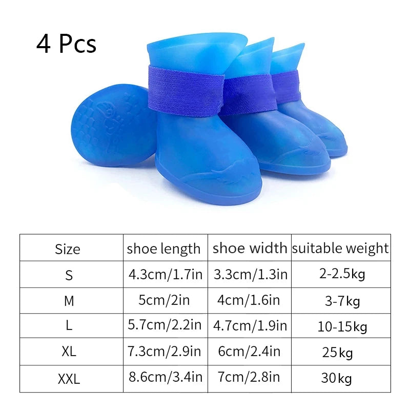 Lot de 4 bottes de pluie imperméables et antidérapantes pour chiens et chats