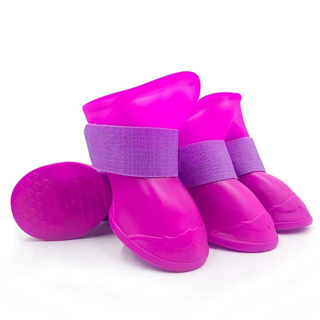 Lot de 4 bottes de pluie imperméables et antidérapantes pour chiens et chats