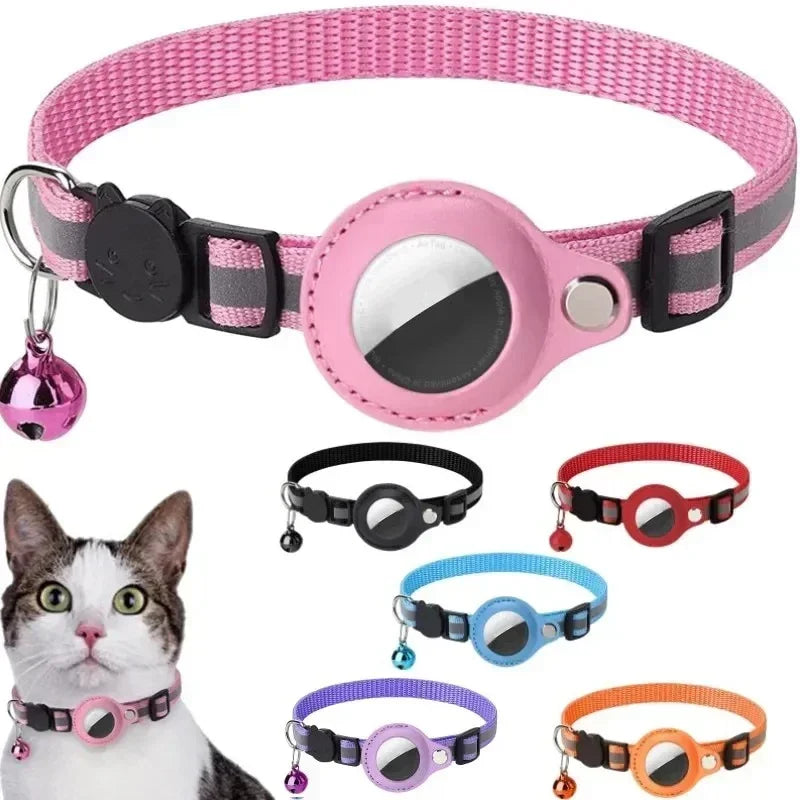Collar reflectante antipérdida para gatos con timbre para Apple Airtag