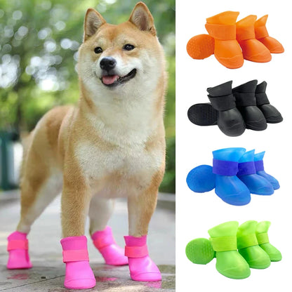Lot de 4 bottes de pluie imperméables et antidérapantes pour chiens et chats